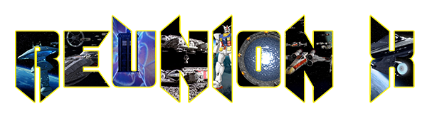 Il logo della decima edizione della Reunion raccoglie le immagini dei molti universi della fantascienza.